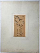 MOISSET Raymond - [Cheval debout, de face]. XXe. DESSIN à l'encre, signé.