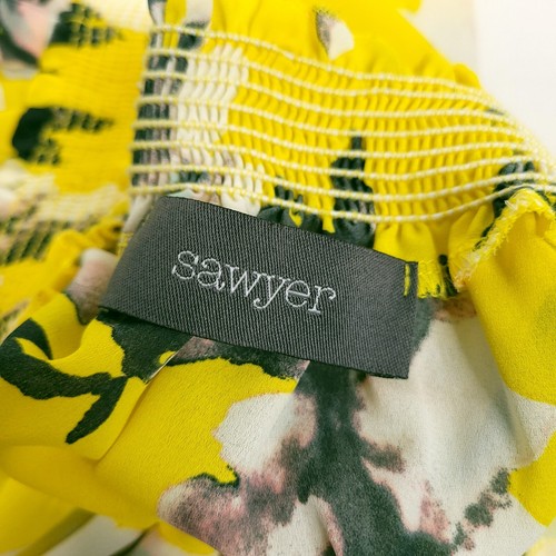 Sawyer Womens Off The Shoulder Blouse Top Medium Yellow Floral Long Sleeve - 第 9/10 張圖片