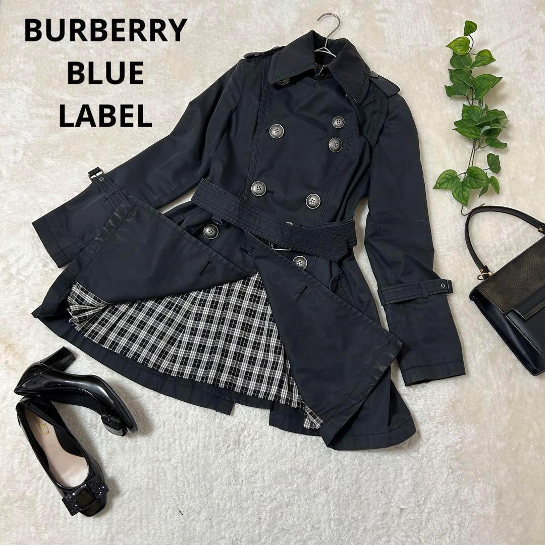 Burberry Blue Label Trench Coat Mid Length Nova Check Size 36