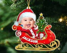 Custom Baby Face Christmas Ornament, Photo Ornament, Baby's First Christmas