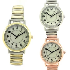 Mens Ladies 33mm Easy Reader Stretch Elastic Band Fashion Watch LOW PRICE