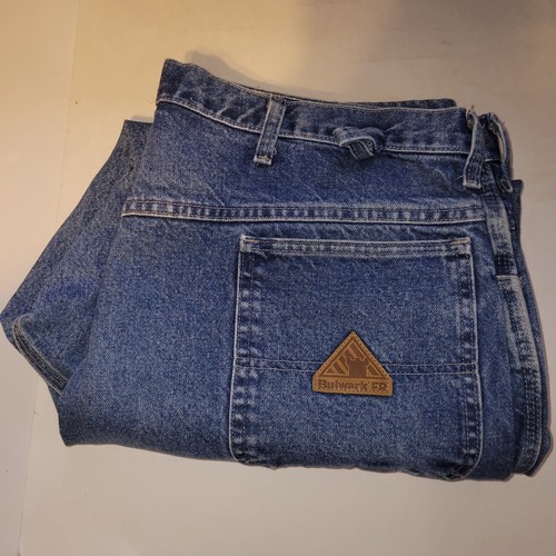 Bulwark FR Denim Blue Jeans Herren Größe 42x29 (42x37U Etikett) schwer entflammbar