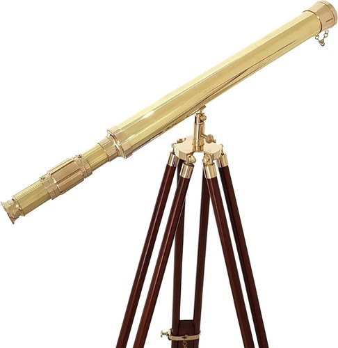 Handgefertigtes maritimes Messing 18 Zoll Teleskop mit Holzstativ Ständer Fernglas - Bild 6 von 6