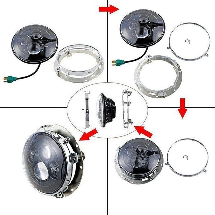 Pair 7'' Left+Right Headlight Bulb Brackets Buckets For Jeep Wrangler 2007-2016 - Image 4 of 4