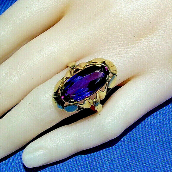 Amethyst Deco Engagement Statement Ring Vintage D… - image 3