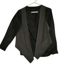 Zara Basic Vest Gray Draped Open Front Sleeveless Career Casual Large