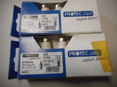 10 x PROTEC.class DII Sicherung 500V 25A PSI D2 E27 25A  Art.Nr. 05100022