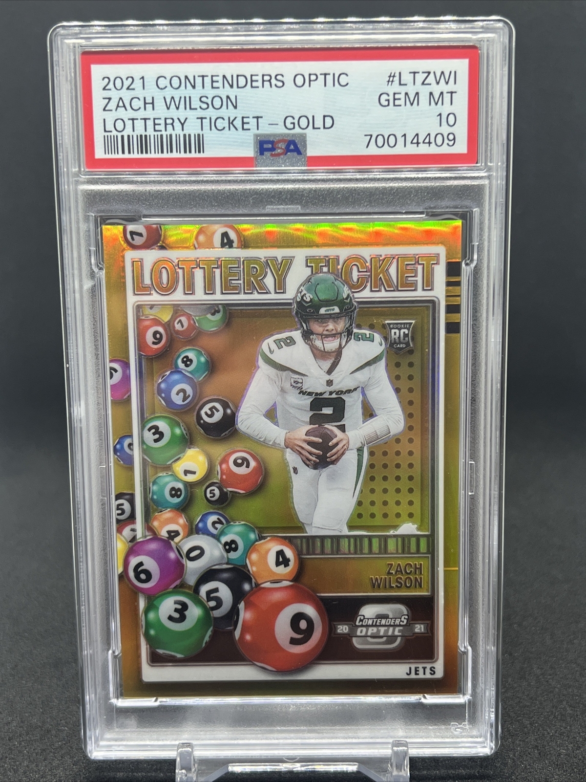 Zach Wilson Panini Contenders Optic Lottery Ticket #LTZWI Gold