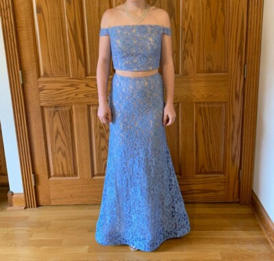 Amelia Couture Periwinkle blue two piece prom dress | eBay