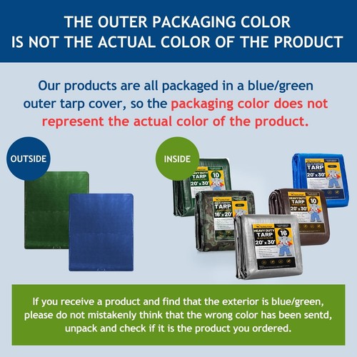 10 Mil Heavy Duty Waterproof Tarps, 10x12 Ft Finished Size Tarps, Premium Tar... - Picture 2 of 9