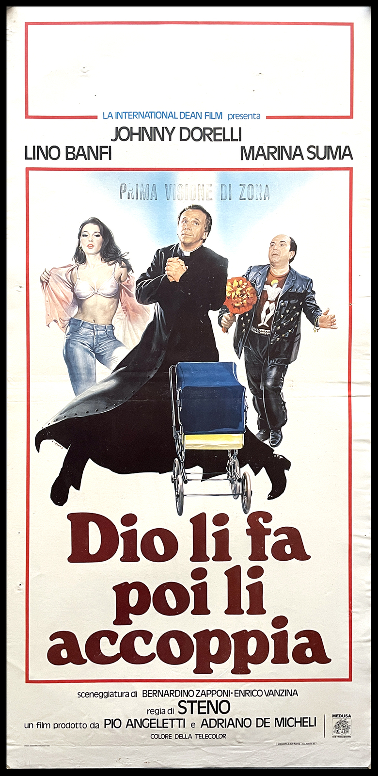 Locandina originale film Dio li fa poi li accoppia (1982) - Regia di Steno