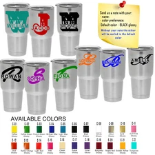 Vinyl Decal Sticker YETI Split Initial Monogram Wine Tumbler Cup Personalized 