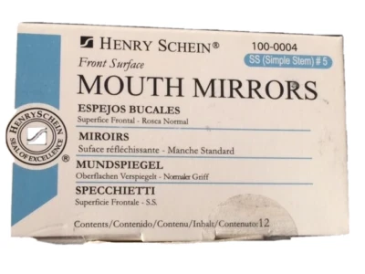 Dental Mouth Mirror front surface simple stem Henry Schein #5 12/Box , Miltex