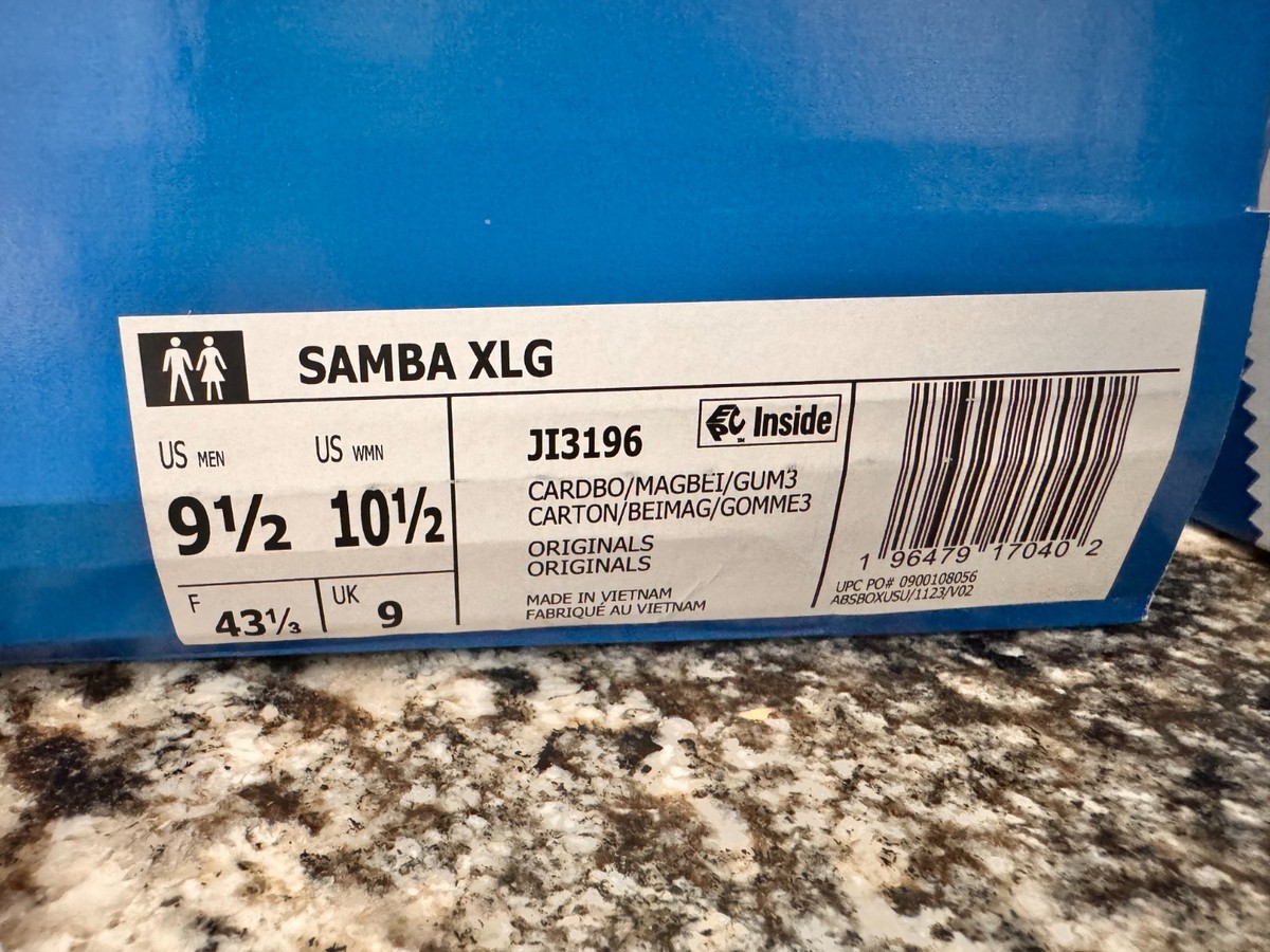 ADIDAS SAMBA XLG Unisex Men / Women J13196 CARDBO/MAGBEI/GUM3 NIB