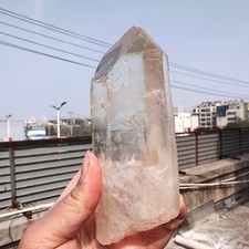 515g Natural white crystal raw stone energy column  B102