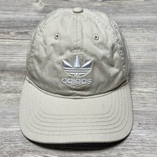 ADIDAS Originals Trefoil Dad Hat Cap Beige Cotton Logo Adjustable Look