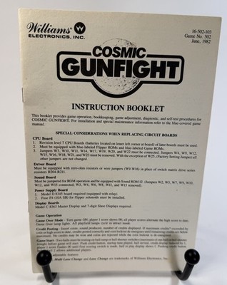Williams Cosmic Gunfight Pinball Machine Instructions Booklet  Manual ORIGINAL