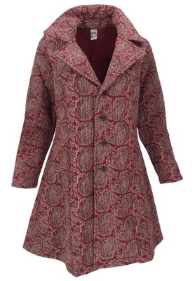 Steppjacke, Kurzmantel, Boho Steppmantel - burgundy