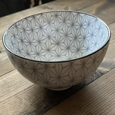 TAKANE VINTAGE VITREOUS POTTERY MADE IN JAPAN GRAY POLYGON RICE BOWL SOUP MISO