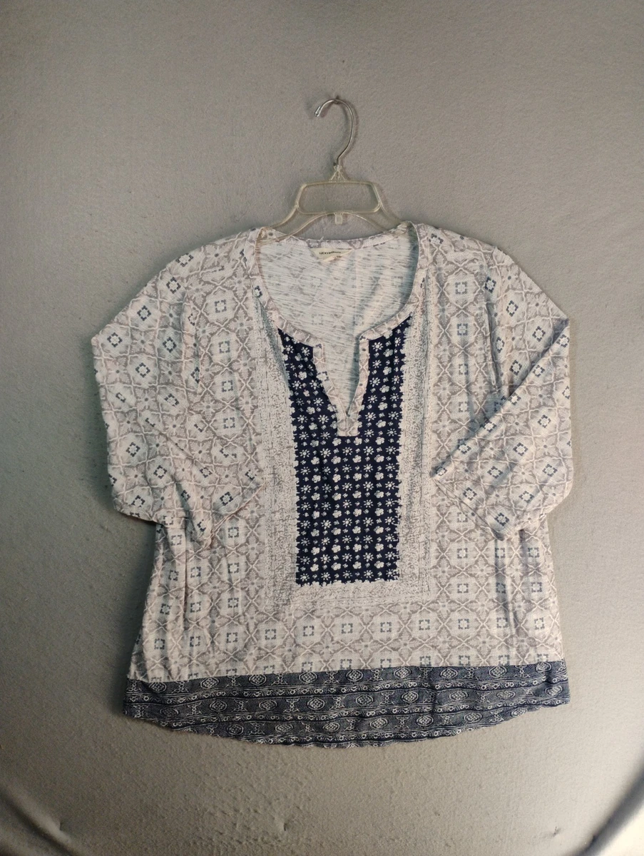 Blouse Bohème Lucky Brand Manches Longues - Bleu - Taille S - Maille Mélangée