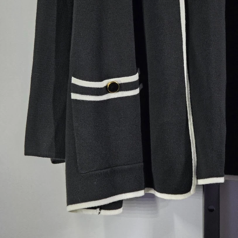 NWT Kasper Cardigan Jacket Plus Size 1X Black White Trim Career Office Sweater - Image 2 of 4
