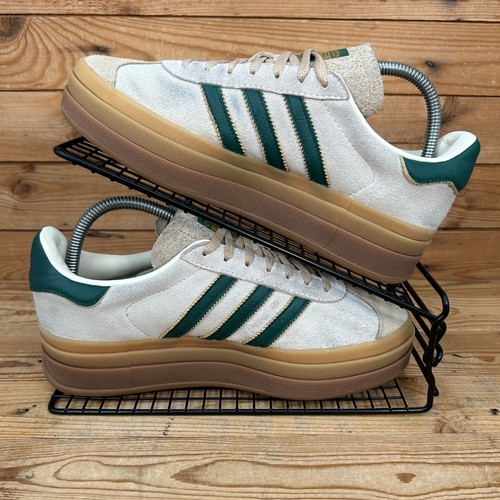 Adidas Trainers Womens UK 6 Originals Gazelle Bold Beige Green Platform Shoes - Picture 2 of 13
