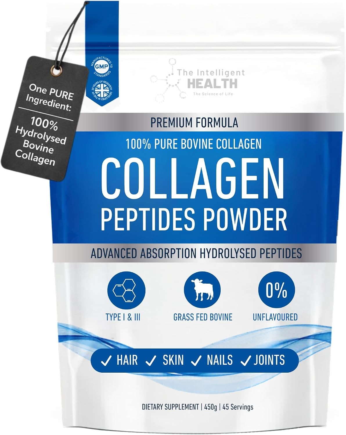 Collagen Powder 450g | Pure Hydrolysed Collagen Peptides Type I & III | 45 Servi - Image 4