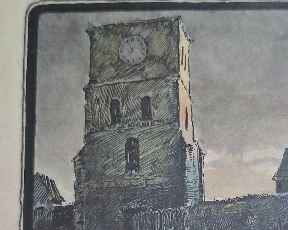 Tableau dessin Villers-lès-Cagnicourt Pas-de-Calais guerre soldat militaria 1918 - Photo 3/4