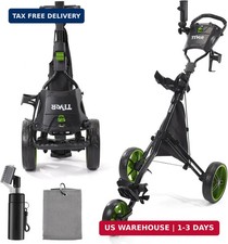 Tivor 3 Wheel Golf Push Cart,Lightweight Golf Pull Cart with Quad-Fold Frame,and