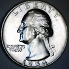 1954 BU + Washington Quarter Silver Coin NICE LUSTER Uncirculated LOT #1  NR