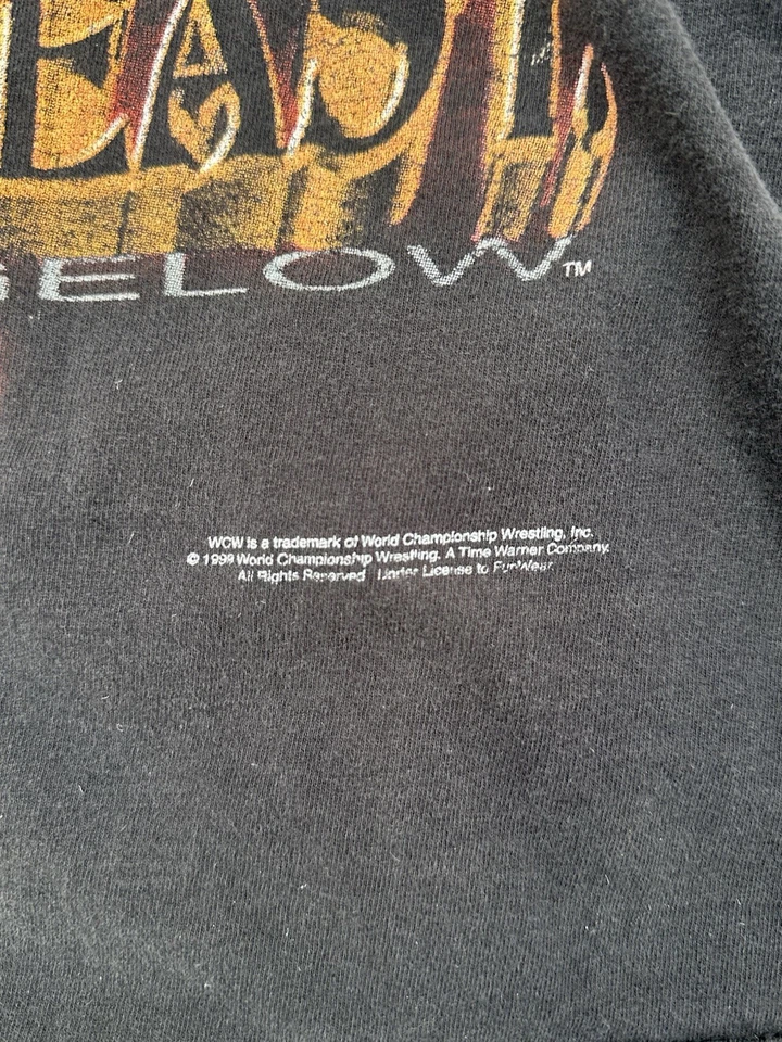 Vintage 1999 WCW Bam Bam Bigelow Wrestling Rap Style 2XL Look At Measurements - Image 4 of 4