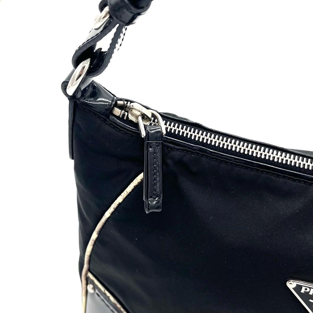 PRADA RRADA Python Pattern Shoulder Bag Black Nyl… - image 13