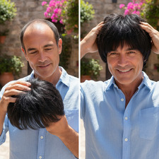 Men Topper Hairpiece Straight Wig Men Boys Cover up Bald Spot Hair Patch