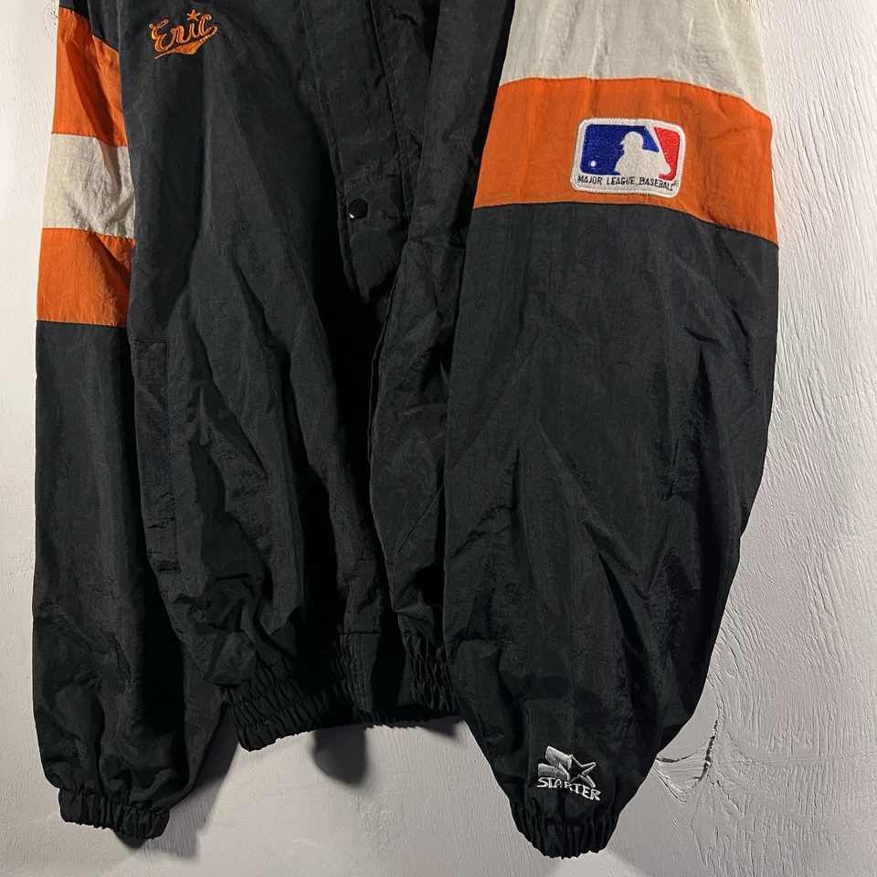 Vintage Baltimore Orioles MLB Z-Starter Men's Full-Zip Jacket Black/Orange (XL) - Image 3 of 4
