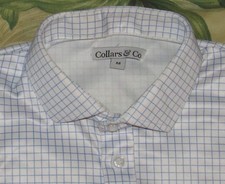 COLLARS CO Blue White Short Sleeve Polo Shirt Medium