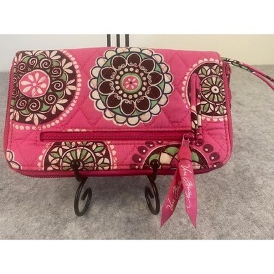 Vera Bradley Pink Mandala Pattern Zip Around Wristlet Wallet