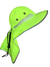 Men High Visibility Sun Hat with Neck Flap Wide Brim Boonie Hat Bucket Cap Pa...