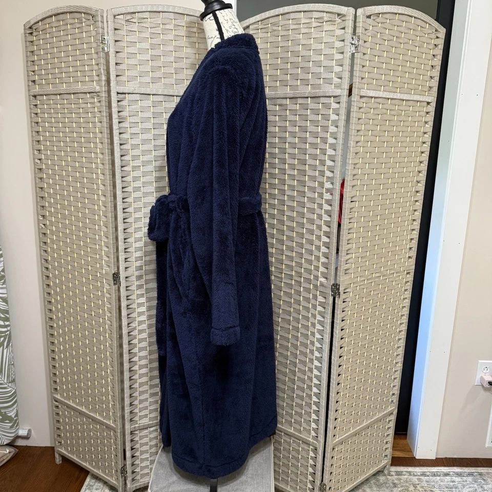 Bata Sleep by Cacique Sherpa Midi Talla 22/24 Azul Marino Cinturón Felpa Difusa NUEVA Foto 2 de 4