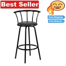 Sophisticated 30 Inch Crown Back Barstool with Vinyl Cushion and Metal Frame