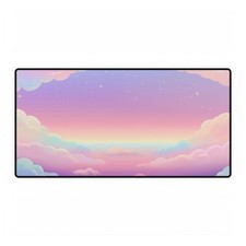 Dreamy Pastel Cloud Desk Mat   Rainbow Horizon Large Mouse Pad - Non-Slip Base