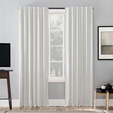 Sun Zero Evelina Dupioni Silk Blackout Curtain Panel 50x84 Pearl White Single