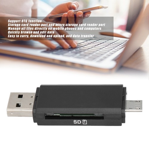 Black OTG USB2.0 Card Reader Multifunctional Portable High Speed Card Reader NEW - Afbeelding 9 van 12