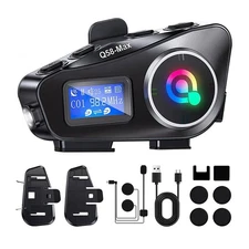 Bluetooth Headset Motorcycle Intercom Helmet LCD Waterproof maximum 32GjG