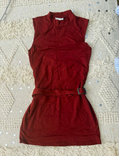 Reformation size M muted red sleeveless mock neck belted mini dress