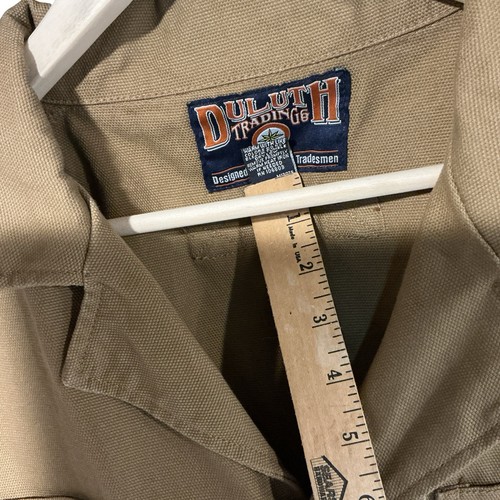 Giacca più lunga uomo Duluth Trading tela pesante sfoderata kaki scuro L abbigliamento da lavoro - Foto 13 di 13