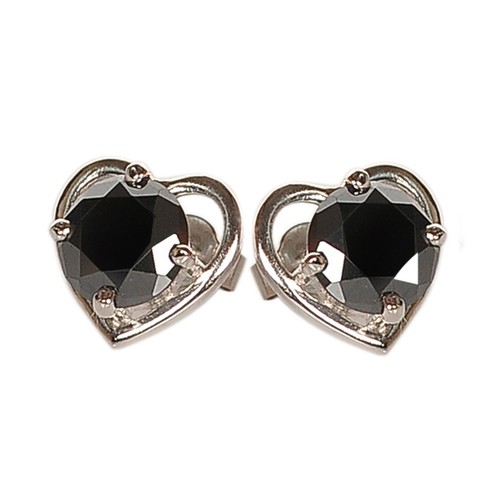 4.25Ct Round Shape 100% Natural Jet Black Diamond Studs In 925 Sterling Silver - Picture 5 of 7
