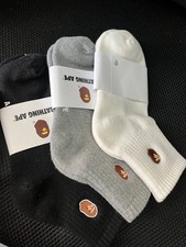 A Bathing Ape BAPE Ape Head Embroidered Crew Socks 3 Pack Streetwear