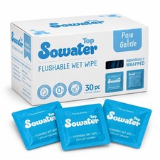 Flushable Wipes Individually Wrapped, Unscented, 30 Count - Eco-Friendly Hygiene
