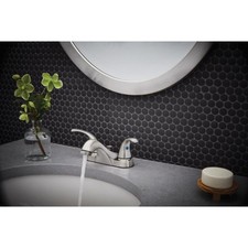 OakBrook 67499W-6104 1.2 GPM Pacifica Brushed Nickel 2-Handle Pop-Up Faucet 4in.