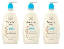 BL Aveeno Baby Wash  Shampoo Daily Moisture 18oz Oat Extrct X 3 Packs